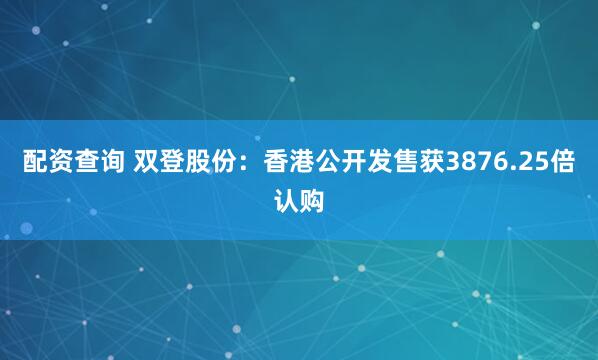 配资查询 双登股份：香港公开发售获3876.25倍认购